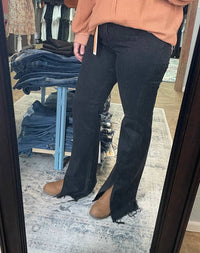 Risen - High Rise Front Slit Relaxed Straight Jeans