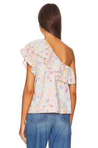 Something Navy - One Shoulder Ruffle Top