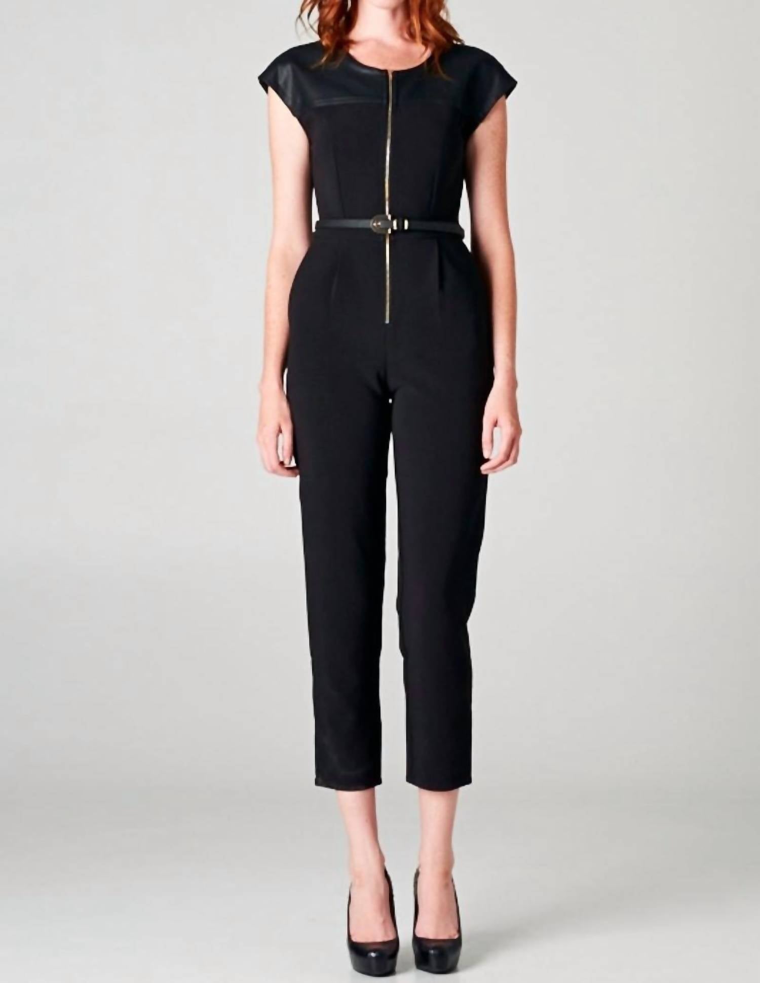 Beautifully - Leather Sleeve Jumpsuit