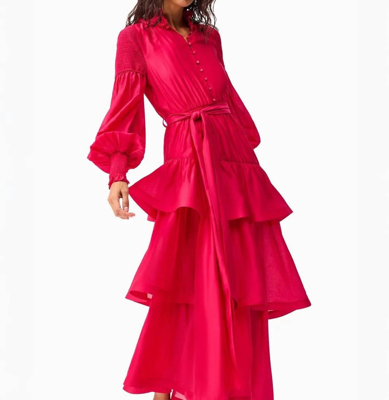 ELLIATT Thalia Asymmetrical Gown in fuschia - women's dress - alternate view