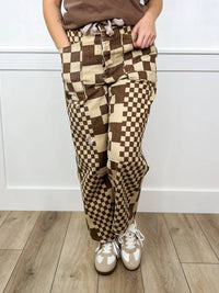 Bibi - Let's Rally High-rise Cotton Wide Leg Checkered Bottoms