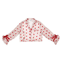 Bella Sleep + Spa Women's Cropped Ruffle Short Set With Velvet Ties in pink - women's sleepwear - alternate view