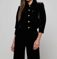 L'Agence Jia Velvet Jacket in black - women's jacket