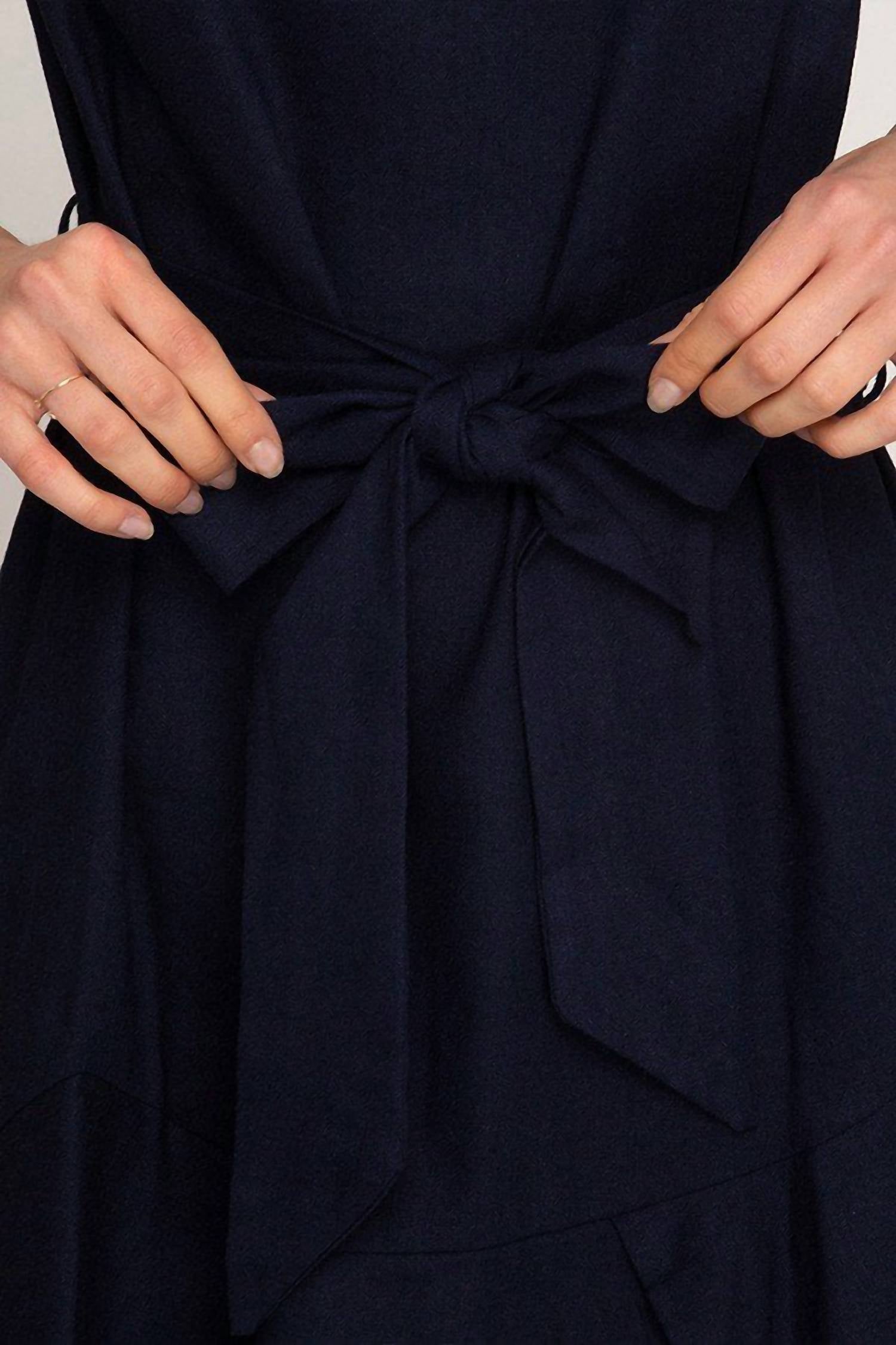 She + Sky - Woven With Waist Sash Dress