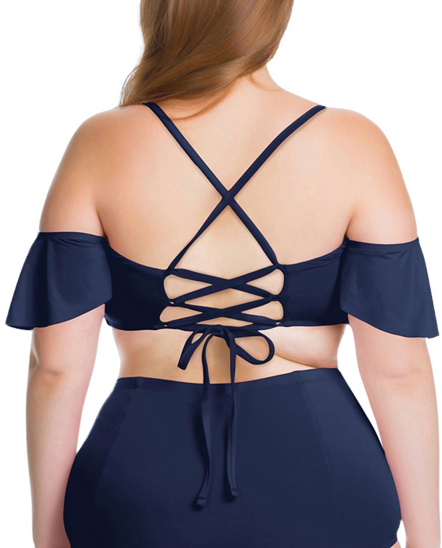 Becca - Flounce Off the Shoulder Ruffle Bikini Top - Plus