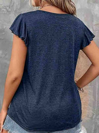 Supreme Fashion - V Neck Ruffle Sleeve Top - Plus