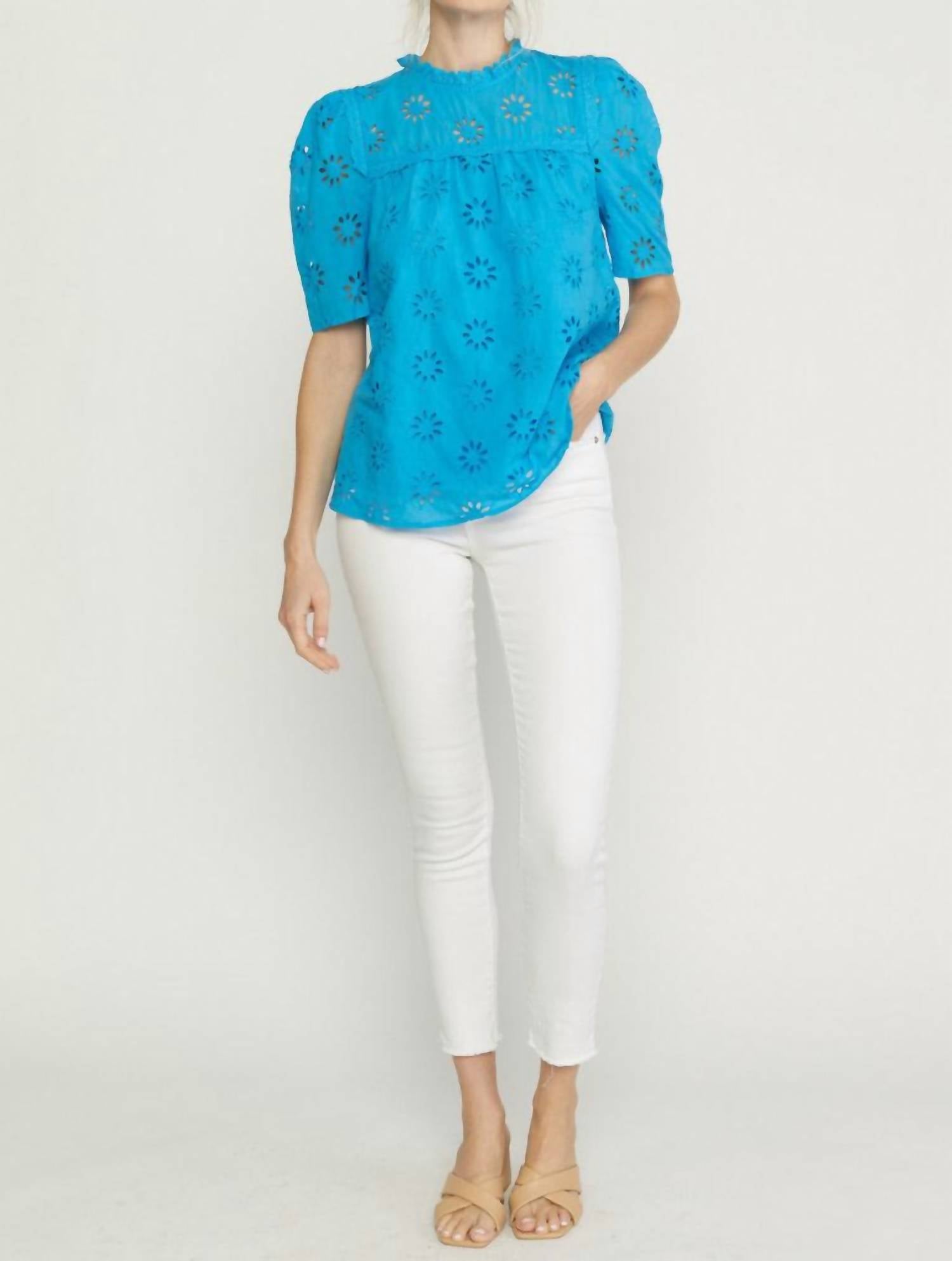 Entro - Solid Girl Eyelet Top