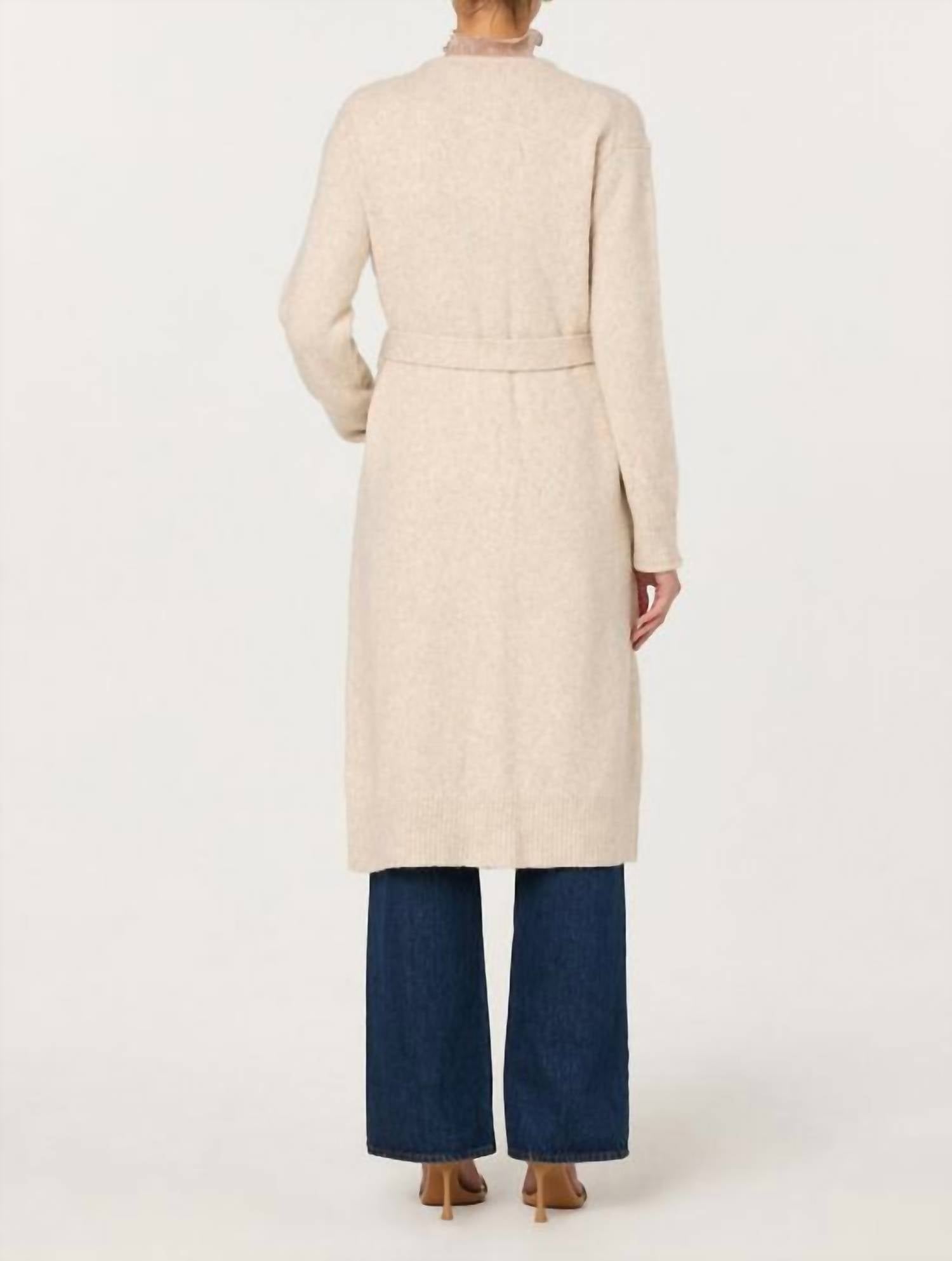 ASTR Meris Belted Longline Cardigan in cream - women's cardigan - alternate view