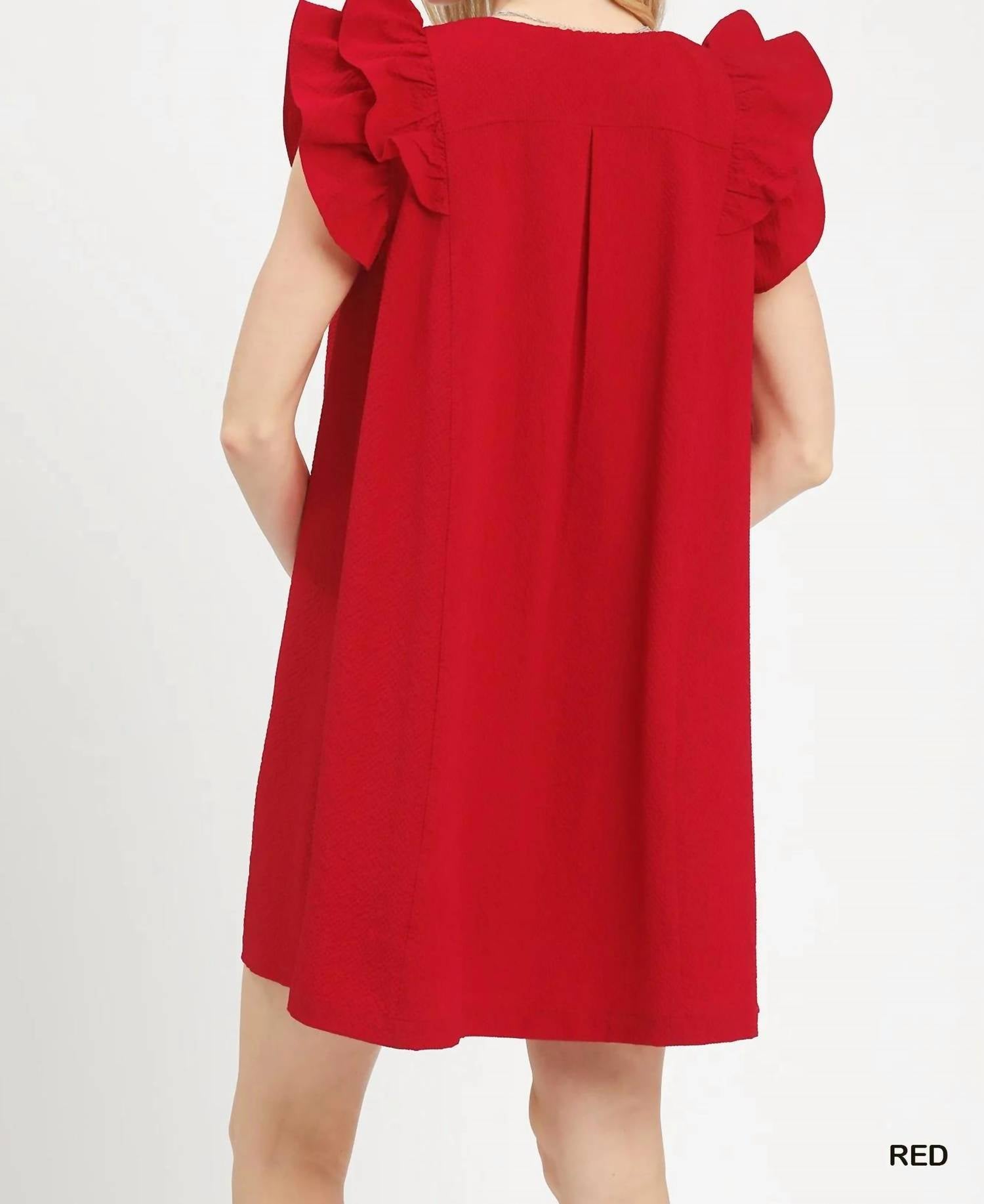 Umgee - Seersucker Ruffle Shift Dress