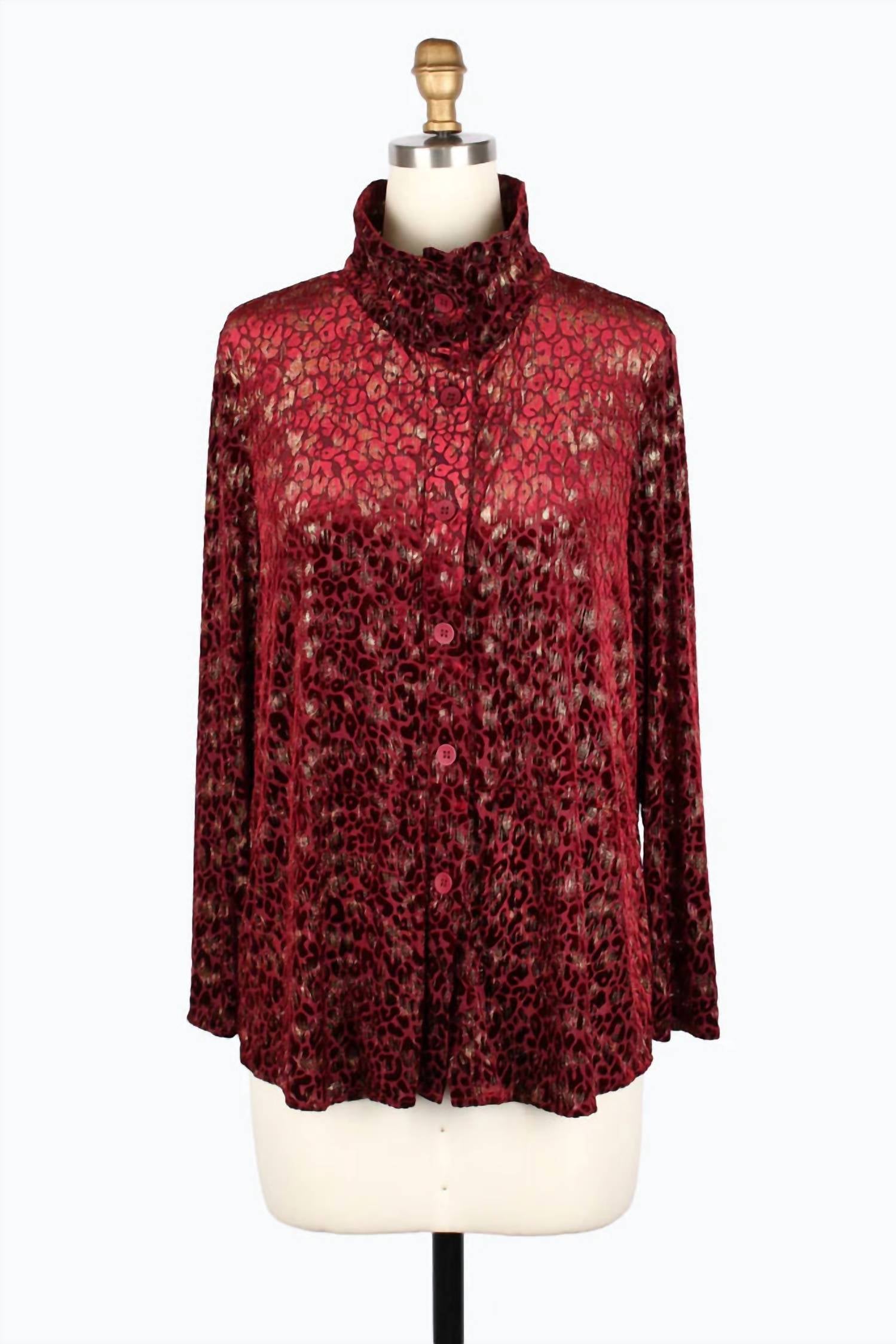 Damee - Leopard Burnout Shirt Twin 2 Piece-set
