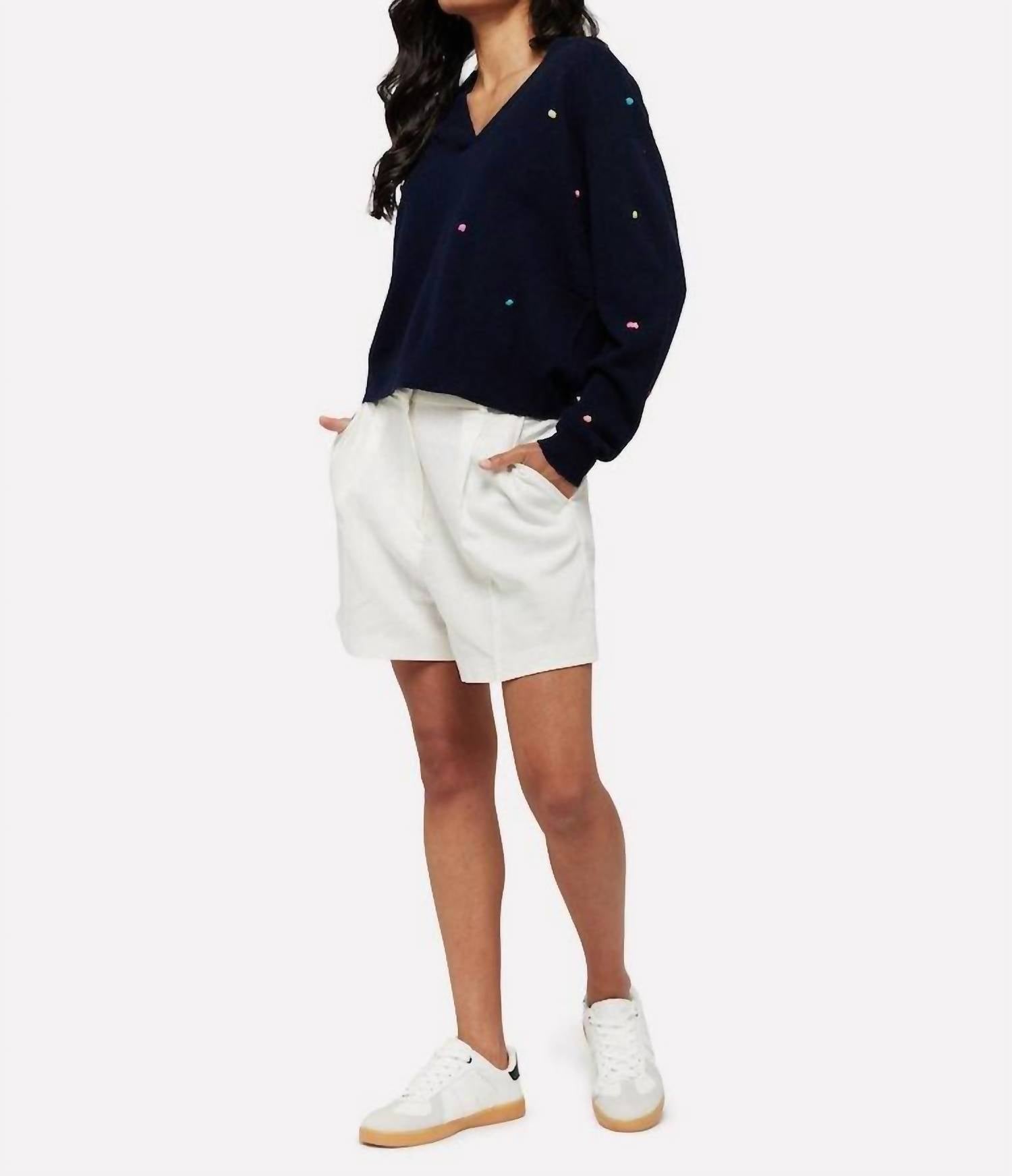 Brodie Cashmere - Little Pom Millie V-Neck Jumper