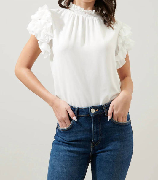 Sugarlips - Brenna Mock Neck Ruffle Blouse