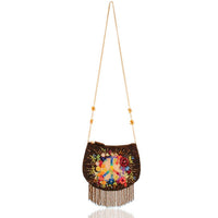 Mary Frances - Women's Peace And Light Beaded Peace Sign Crossbody Bag