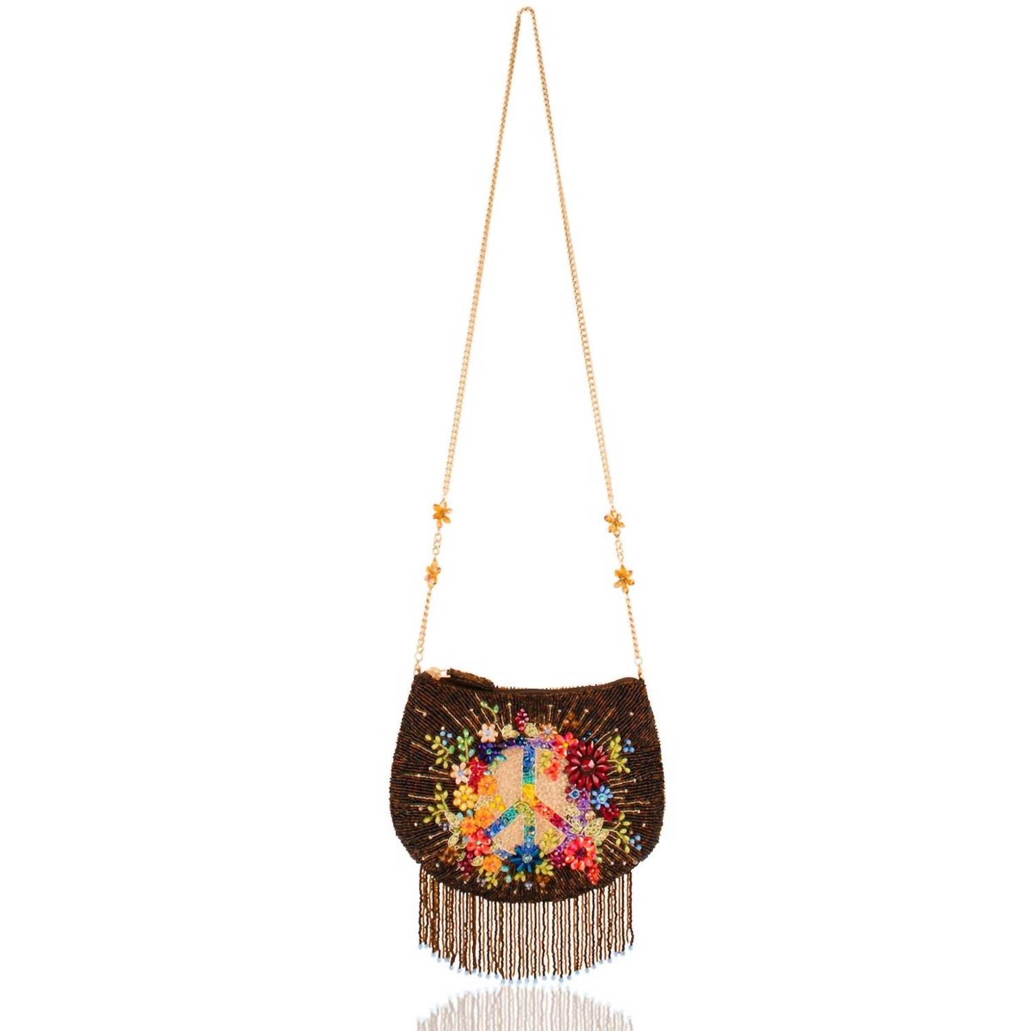 Mary Frances - Women's Peace And Light Beaded Peace Sign Crossbody Bag