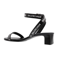 Balenciaga - Women's Allover Logo Ankle Strap Round Sandals