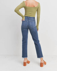 Just Black Denim - Straight With Pocket And Hem Bust Jeans