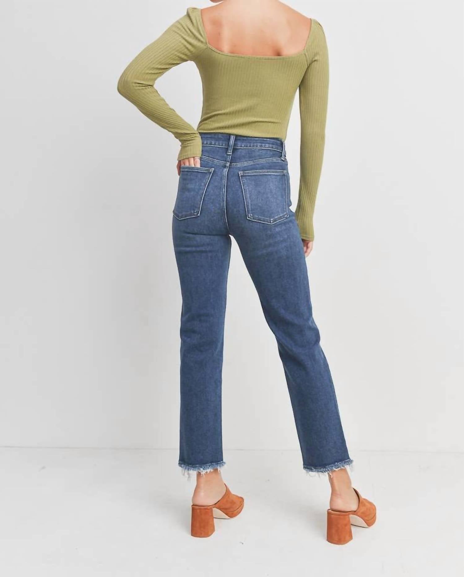Just Black Denim - Straight With Pocket And Hem Bust Jeans