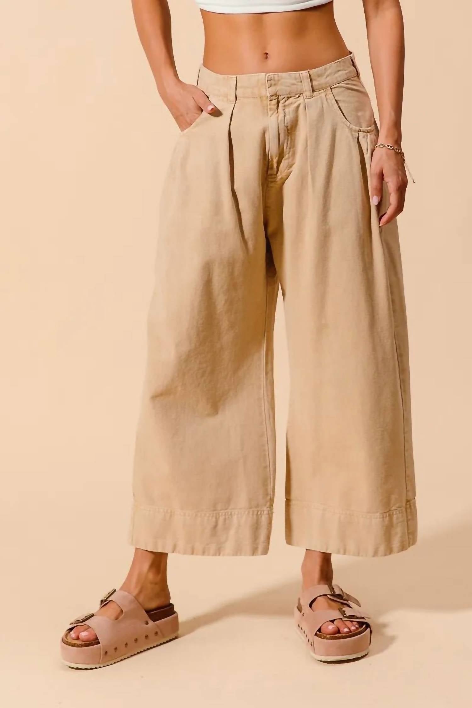 So Me - Mid Rise Wide Leg Chino Pants With Pockets