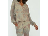 PROJECT SOCIAL T Wilderness Tie Dye Thermal Hoodie in olive tie dye - women's top
