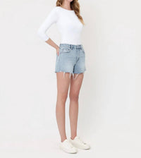 Vervet By Flying Monkey - High Rise Distressed Hem Denim Shorts