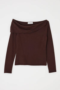 Moussy Women's Off Shoulder Long Sleeve Top in brown - women's blouse