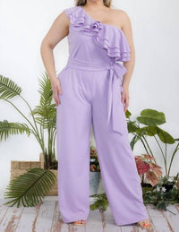 Karen T Design - One Shoulder Ruffle Jumpsuit