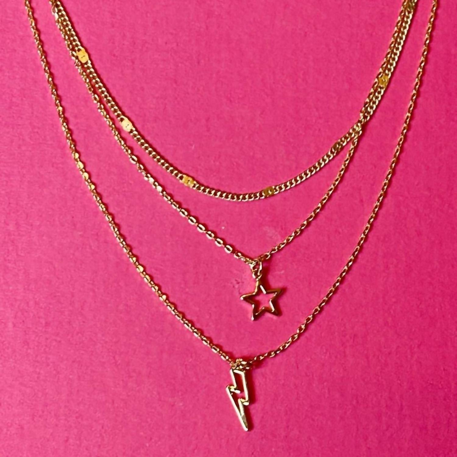 Ellison+Young - Stars & Lightning Triple-layer Charm Necklace