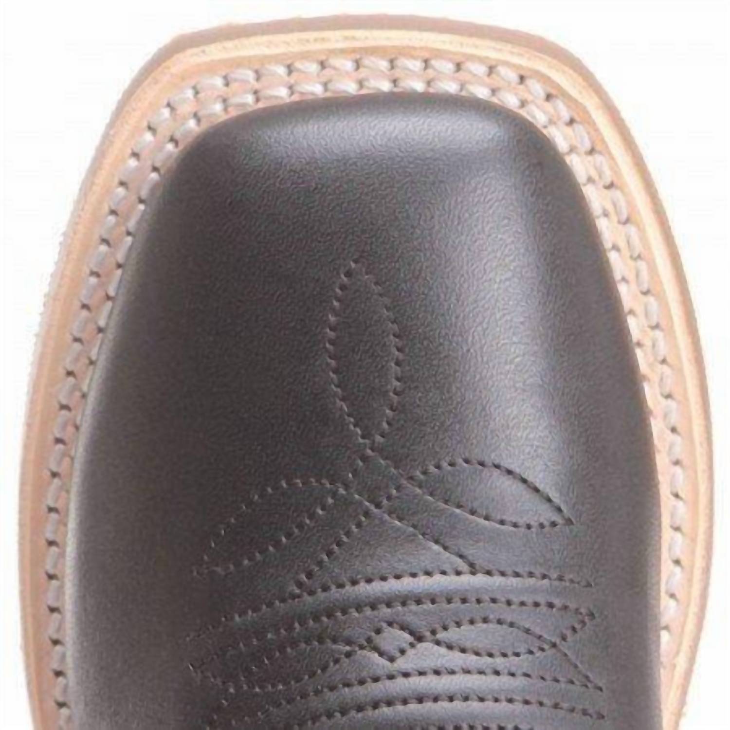 Old West Kids Square-toe Cowboy Boots in black - kids' boots - detail view