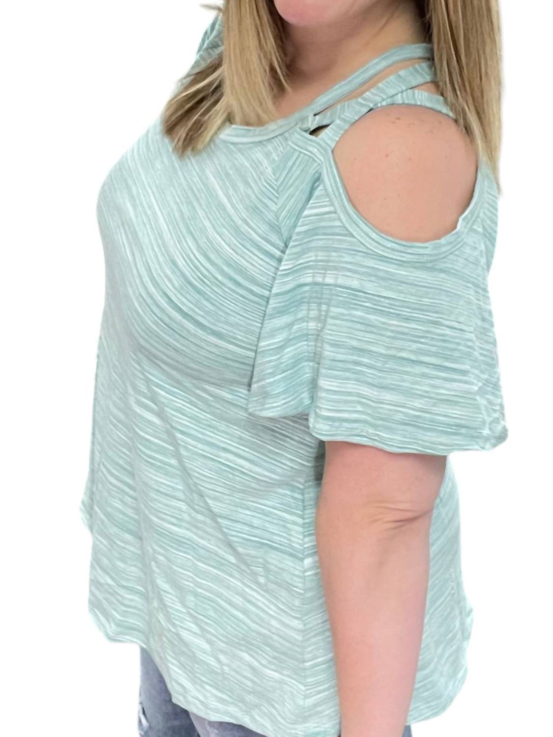 White Birch - Marled Cold Shoulder Tunic Top
