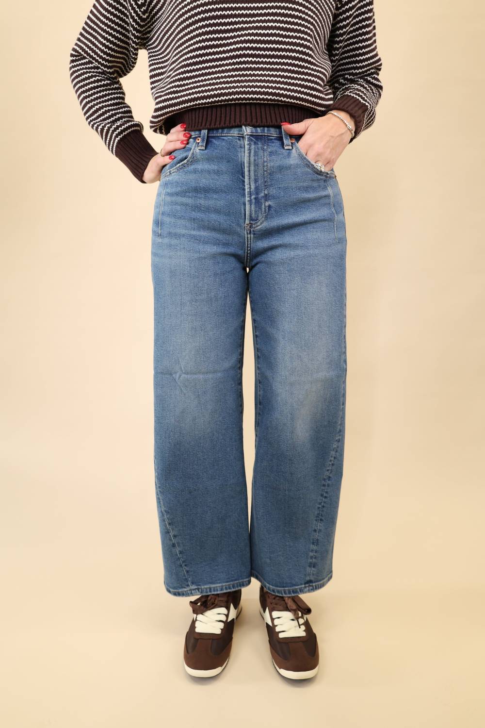 PISTOLA Kyra Ankle High Rise Bowed Leg Jeans in soho - women's jeans