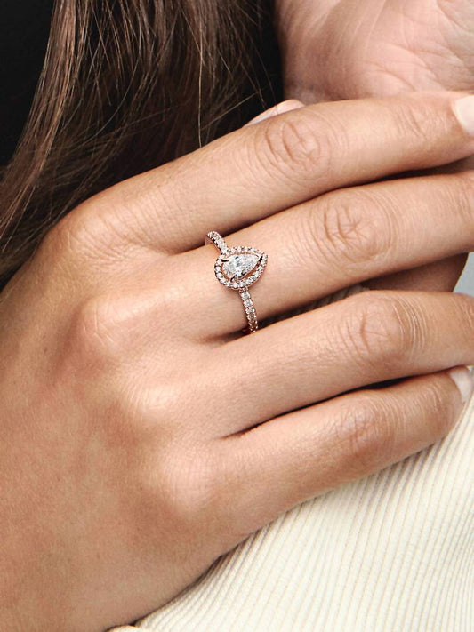 Pandora - Sparkling Pear Halo Ring