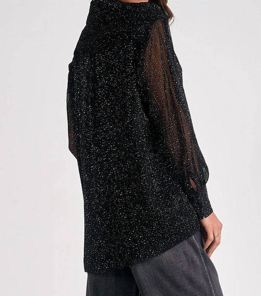 Elan - Sparkle Spec Long Sleeve Blouse