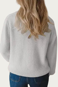 RIBBED-KNIT HALF-ZIP SWEATER