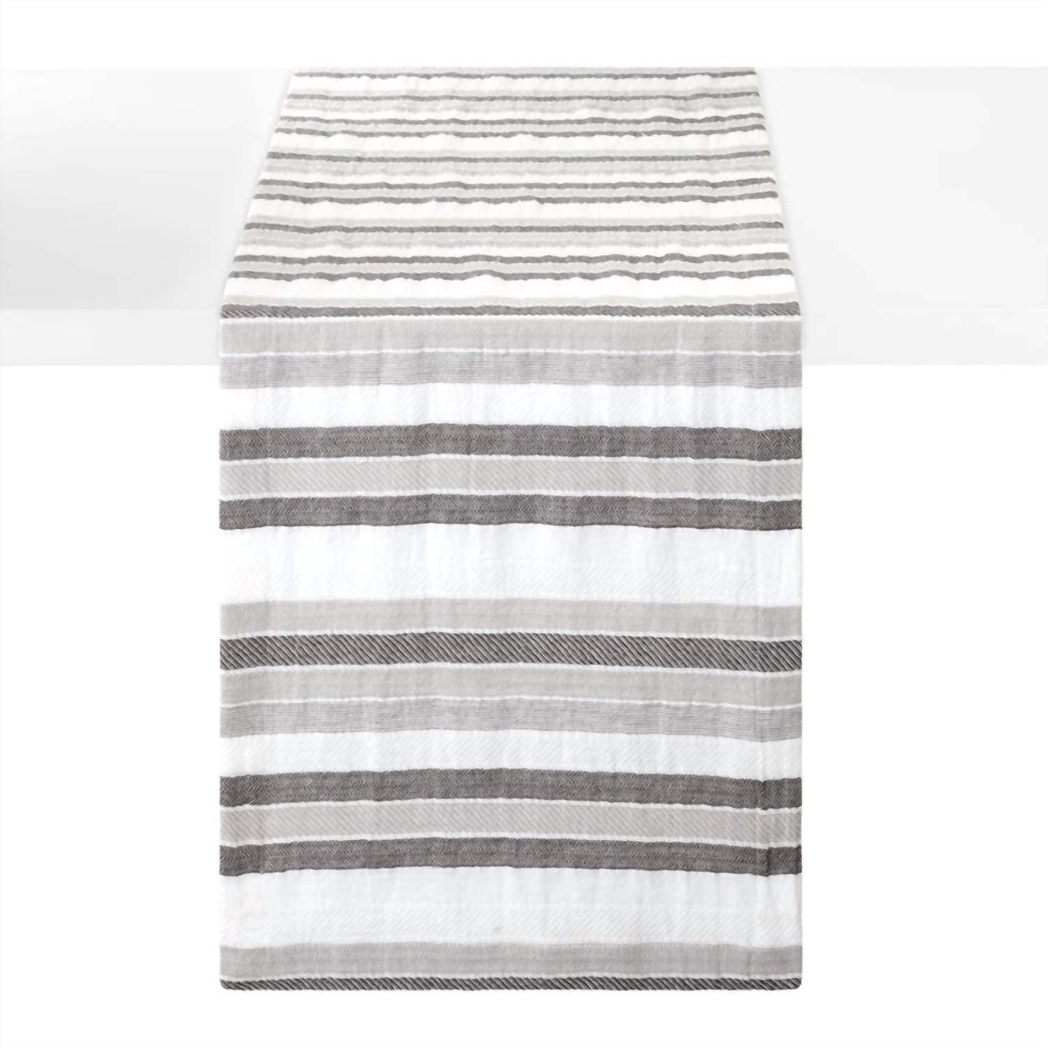 Bodrum Linens - Aegean Stripe Black 90" Runner