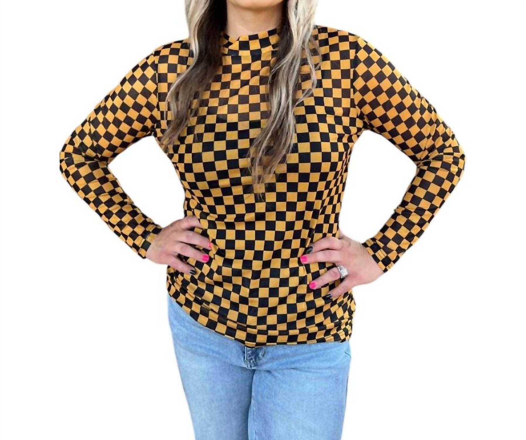 Sterling Kreek - Check Mesh Long Sleeve Top