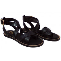 Exe Women's Alexia Flat Strappy Sandal in black - women's sandal - detail view