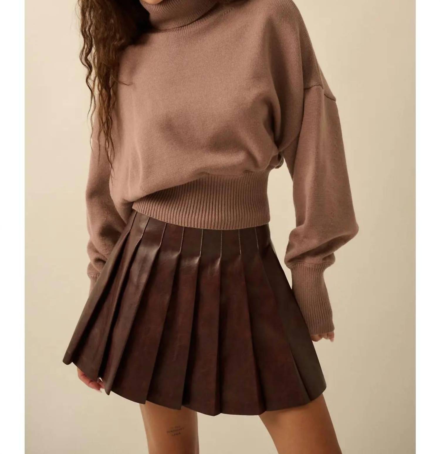 Promesa - Faux Leather Pleated Mini Skirt