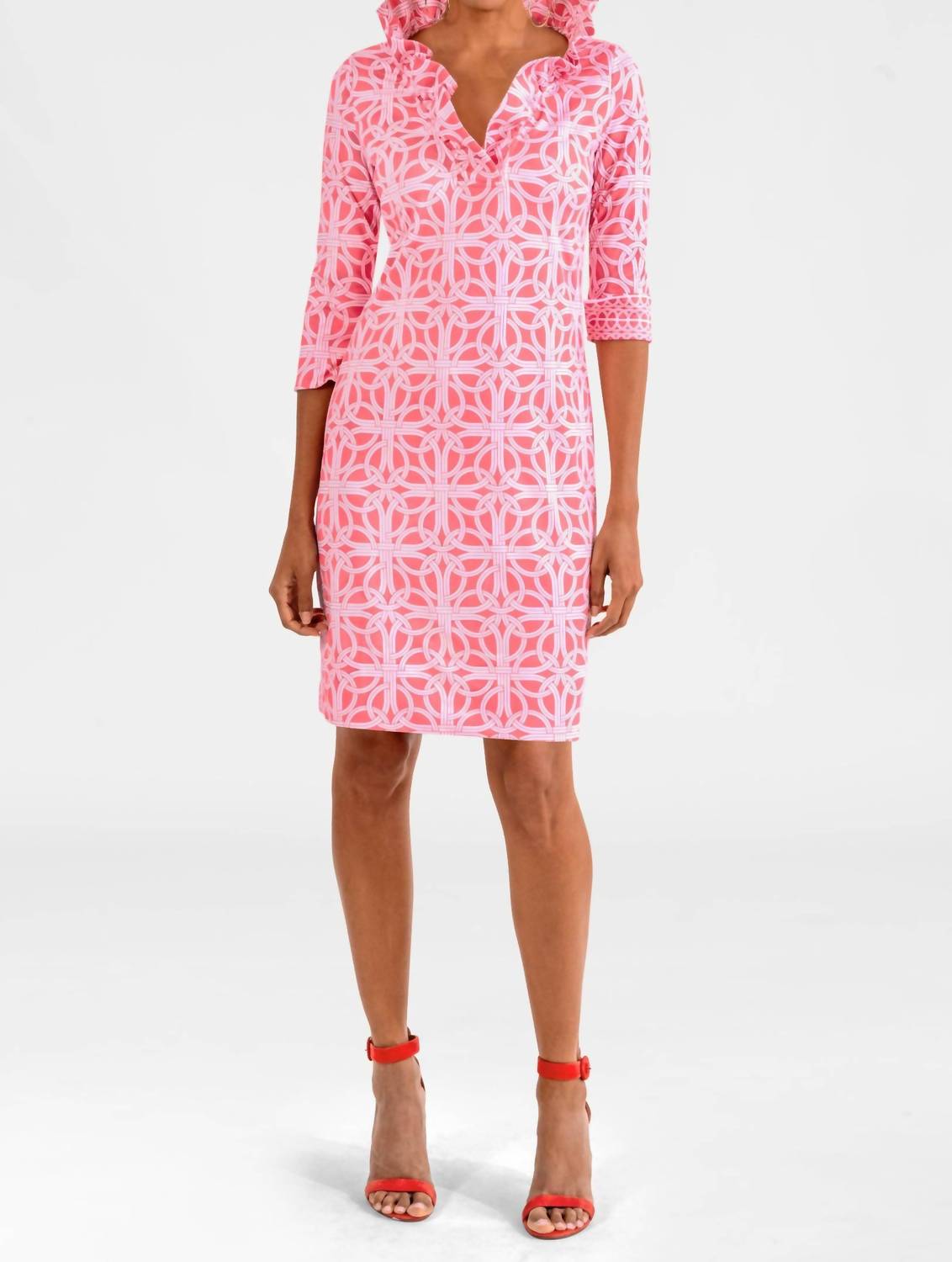 Gretchen Scott - Jersey Ring Toss Ruffneck Dress