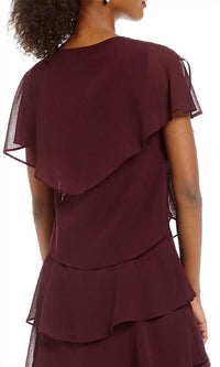 Slny - Georgette Tiered Capelet Dress