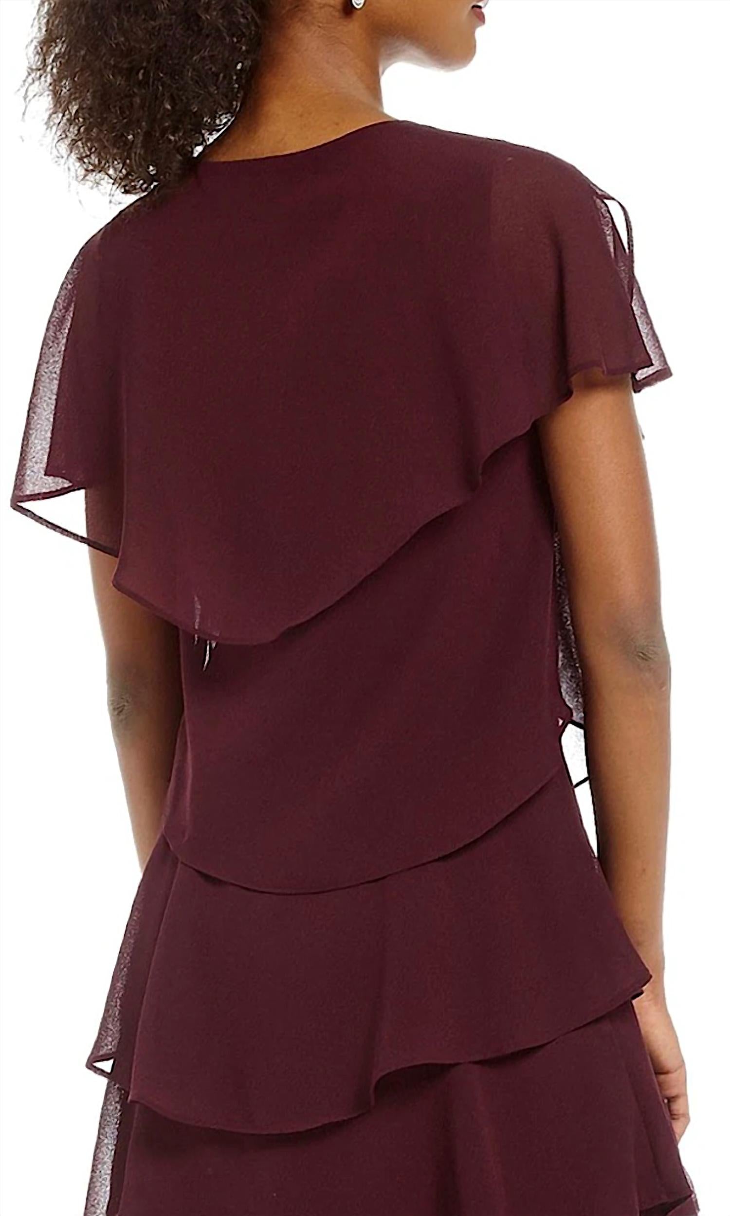 Slny - Georgette Tiered Capelet Dress