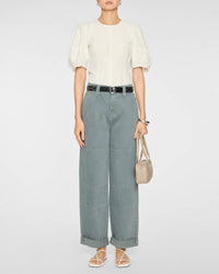 FRAME Cuffed Utility Trouser in slate gray - women's pants - view 4