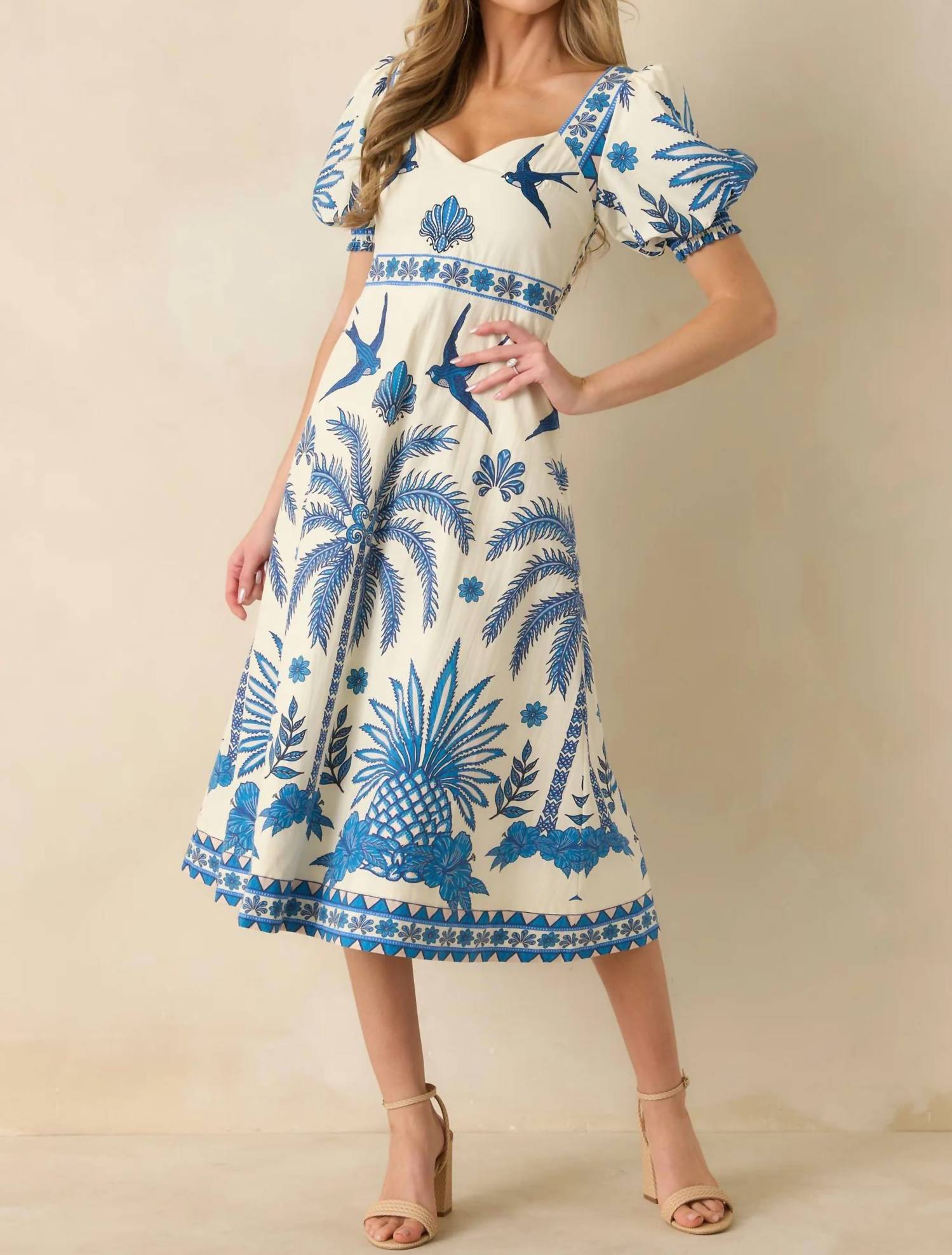 Aylaya - Godthab Tropical Print Midi Dress