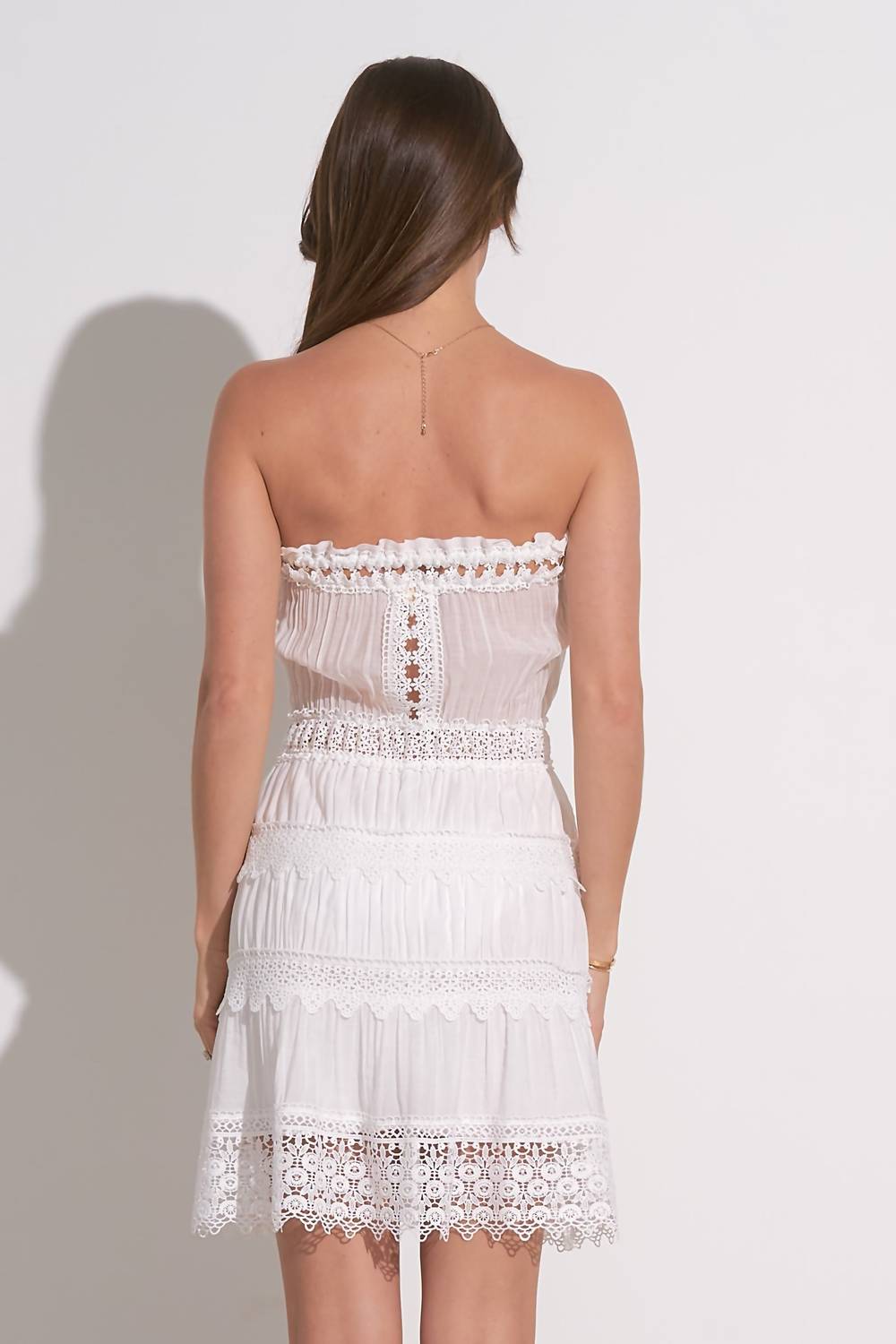 Elan - Kira Strapless Crochet Mini Dress