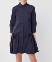 THE SHIRT Drop Waist Shirt Dress in navy - women's dress - alternate view