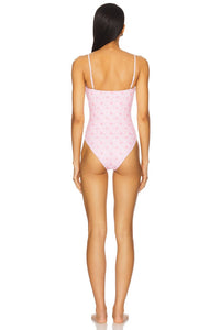 LoveShackFancy Brooksie One-piece Swimsuit in ibiza sunset - women's swimwear - detail view