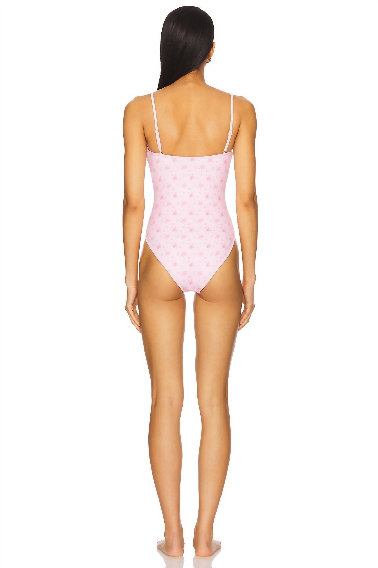 LoveShackFancy Brooksie One-piece Swimsuit in ibiza sunset - women's swimwear - detail view