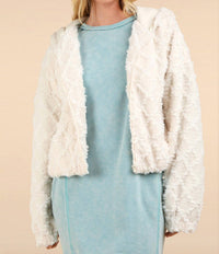 VERY J Snow Bunny Hoodie in white - women's top