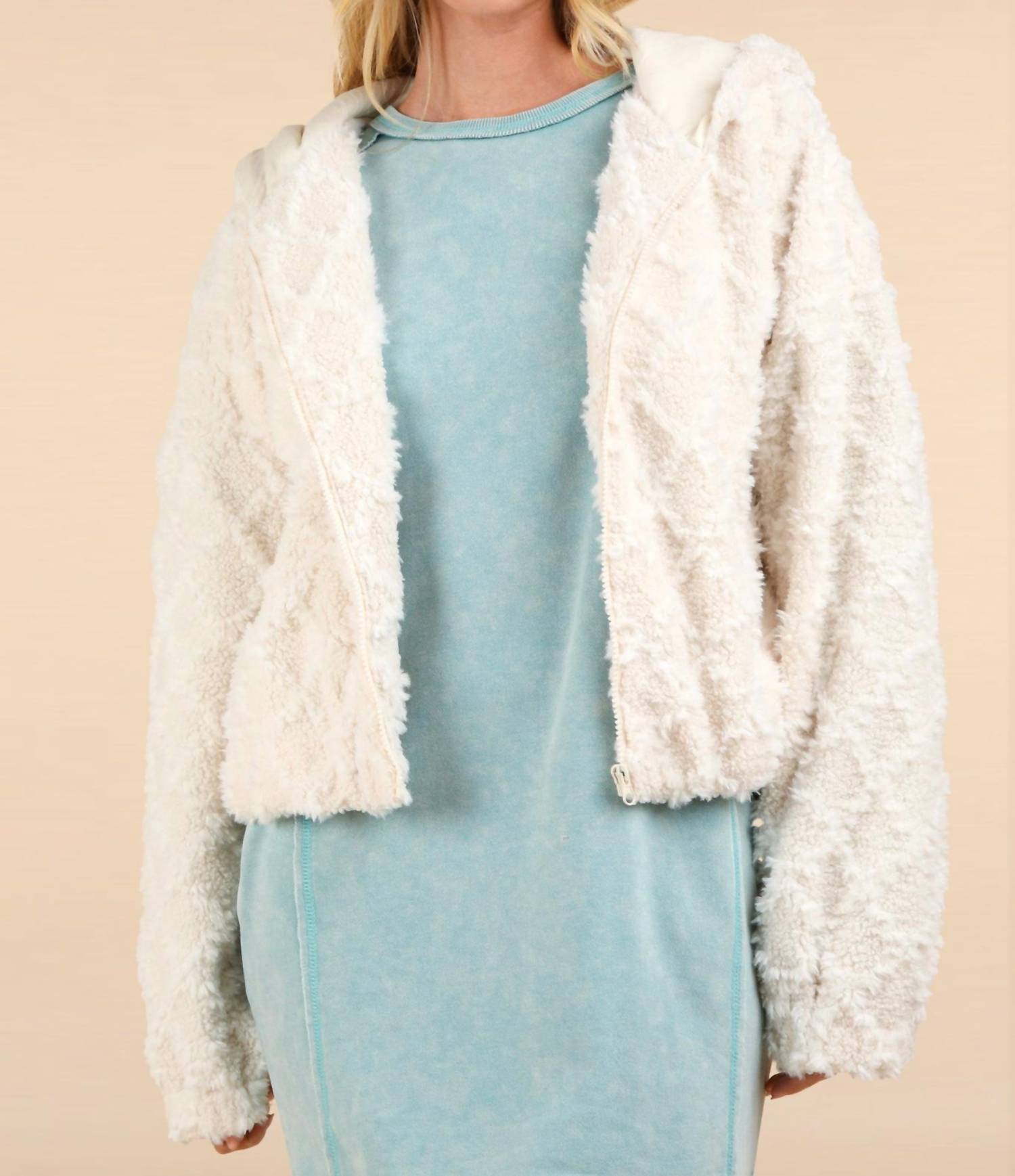 VERY J Snow Bunny Hoodie in white - women's top