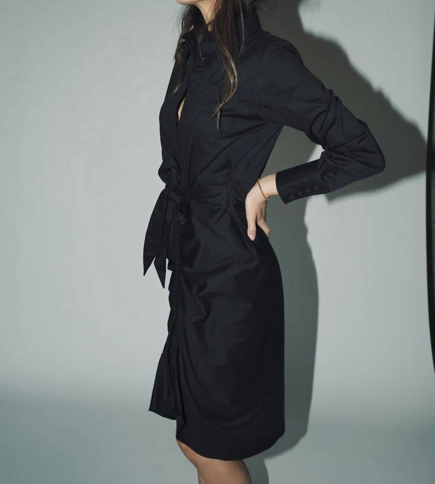 THE SHIRT Wrap Front Dress in black - women's dress - detail view