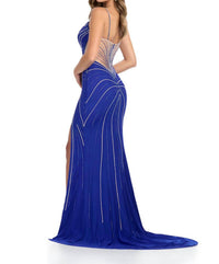 ASHLEYlauren Sweetheart Neckline Illusion Cut Out Gown in royal - women's dress - detail view